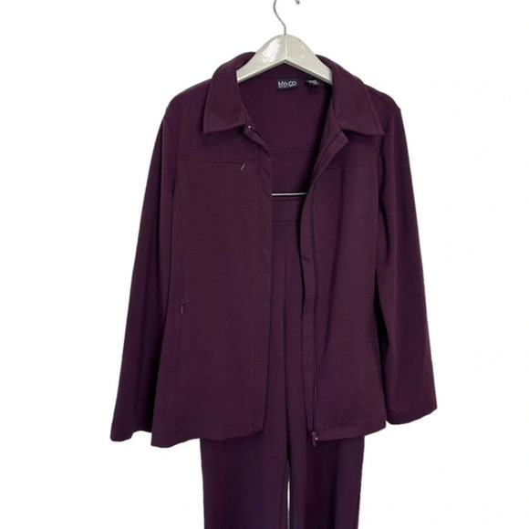 NY & Co XL casual comfortable wine pull on pants and matching‎ jacket - Picture 1 of 7